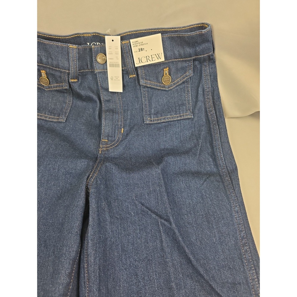 J.Crew Vintage Flare Jean With Flap Pockets CN350 Rinse Wash NWT Women's 28Tall - Picture 3 of 16